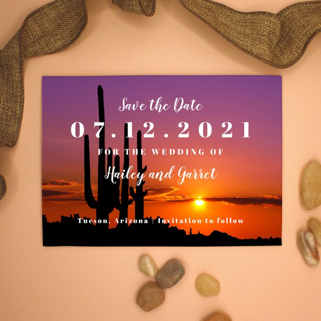Cartons Réponse Desert at Sunset Landscape Save the Date Card (Créateur téléchargé)