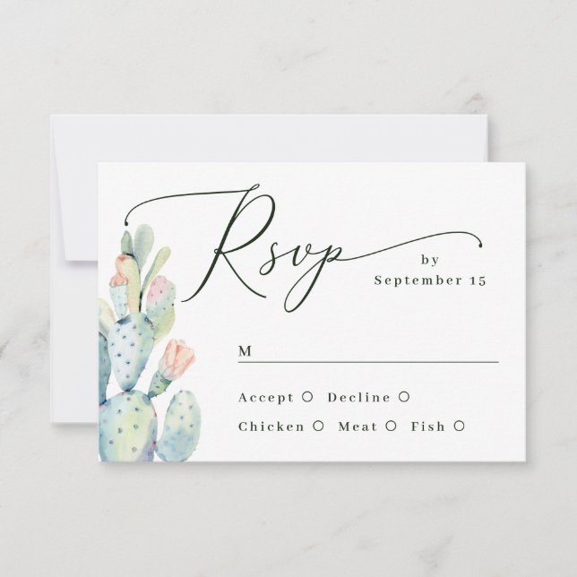 Cartons Réponse Desert Cactus Wedding | Southwestern Boho Meal (Devant)