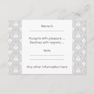 Cartons Réponse Design Damas blanc et gris pastel.