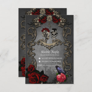 Cartons Réponse Design gothique avec crânes cool