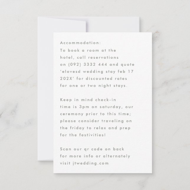 Cartons Réponse Design moderne Personnalisé Noms Détails Sage Gree (Dos)