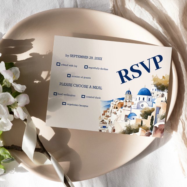 Cartons Réponse Destination Grèce Mariage Santorin (Créateur téléchargé)