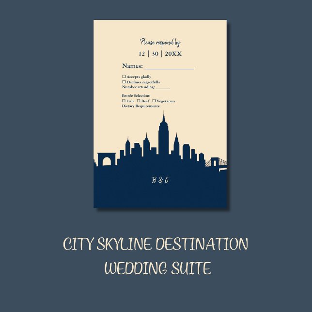 Cartons Réponse Destination Mariage de luxe Metropolitan Skyline (Créateur téléchargé)