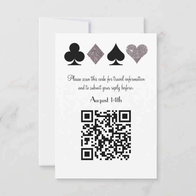 Cartons Réponse Destiny Silver Las Vegas Mariage Code QR Répondre (Devant)