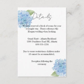 Cartons Réponse Details Card Wedding Hydrangea
