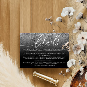 Cartons Réponse Détails de l'hébergement pour mariage Glitter Silv