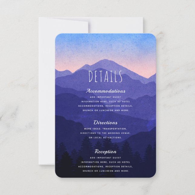 Cartons Réponse Détails de mariage aux Blue Mountains (Devant)