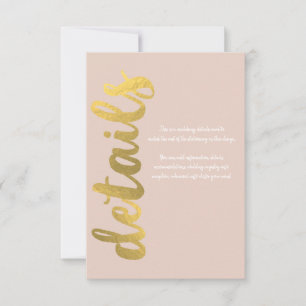 Cartons Réponse Détails de mariage beige or moderne brillant faux-