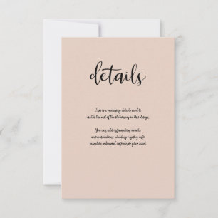 Cartons Réponse Détails de mariage dorés modernes rose beige