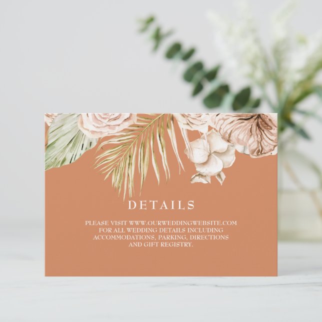 Cartons Réponse Détails de mariage fleurs séchées terracotta Boho (Debout devant)