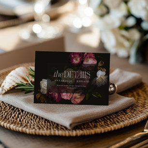Cartons Réponse Détails de mariage floral lunatique Burgundy & Noi