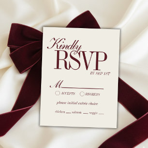 Cartons Réponse Détails de mariage formel Burgundy Red Elegant Scr