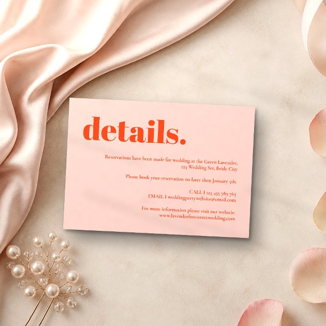 Cartons Réponse Détails de mariage simple orange rose (Créateur téléchargé)