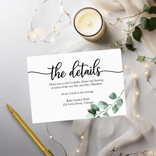 Cartons Réponse Détails de mariage Verdure Eucalyptus  (Créateur téléchargé)