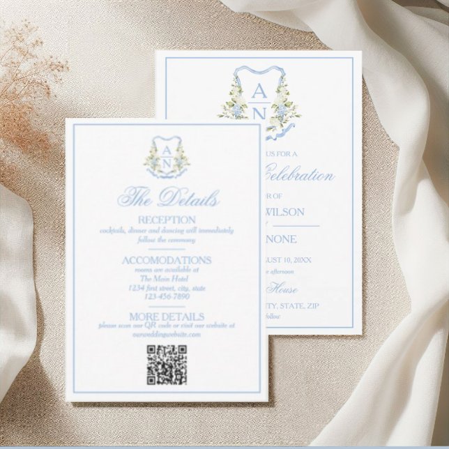 Cartons Réponse Détails de monogramme de crête d'hydrangea bleue (Créateur téléchargé)