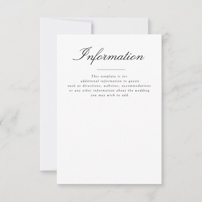 Cartons Réponse détails du mariage de typographie simple (Devant)