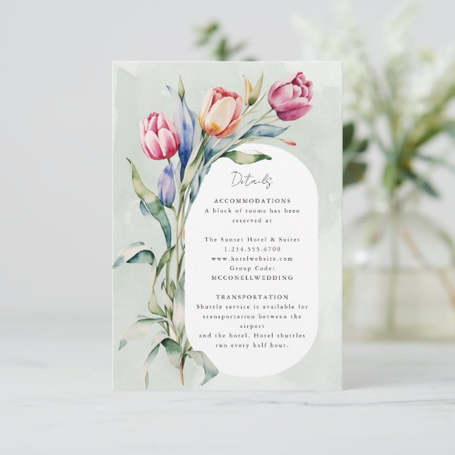 Cartons Réponse Détails du mariage des tulipes d'aquarelle (Debout devant)