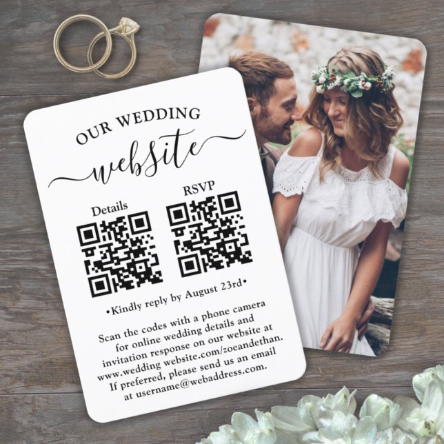 Cartons Réponse Détails du site web de mariage avec 2 codes QR et  (Créateur téléchargé)