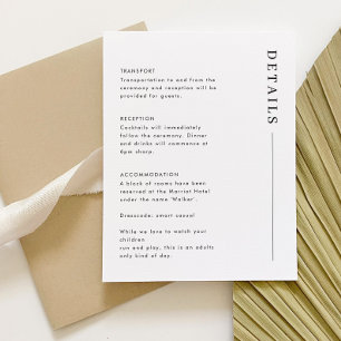 Cartons Réponse Détails minimaux simples Mariage classique Boîtier
