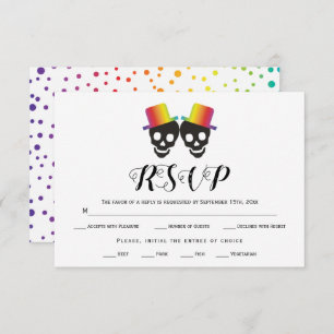 Cartons Réponse Deux mariés couleurs arc-en-ciel confetti gay mari