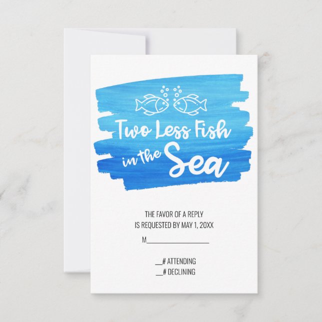 Cartons Réponse Deux poissons de moins dans le Mariage d'aquarelle (Devant)