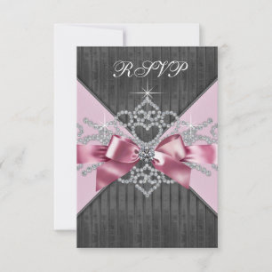 Cartons Réponse Diamants Blancs Rose Noir Fête d'anniversaire Swee