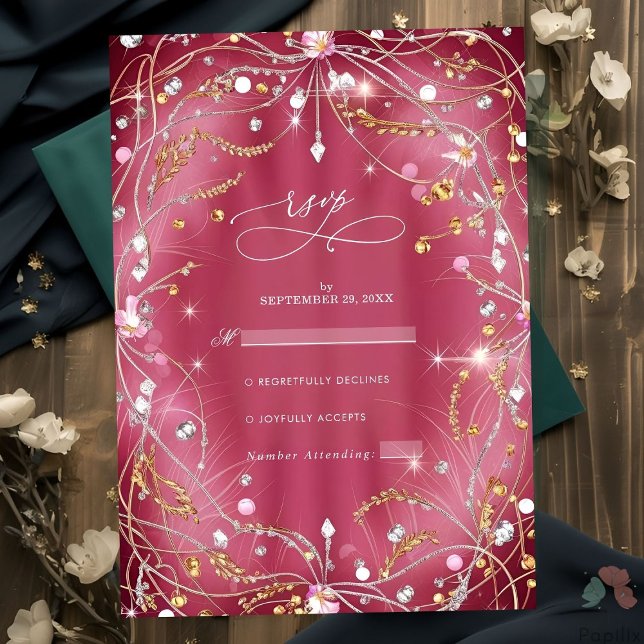 Cartons Réponse Diamants de l'amour Mariage rose (Créateur téléchargé)