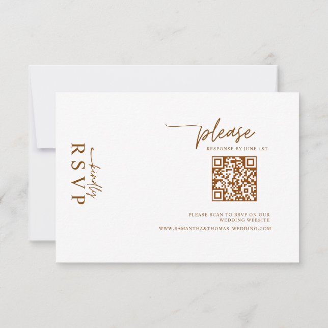 Cartons Réponse Digital Rustic Terracotta Floral QR Code Wedding  (Dos)
