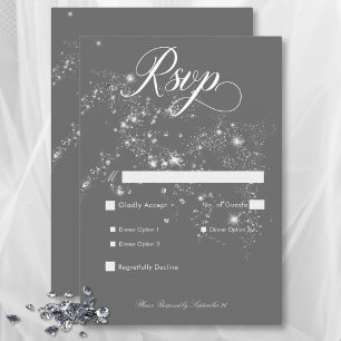 Cartons Réponse Dîner minimaliste moderne Gris & Blanc Diamants Gl