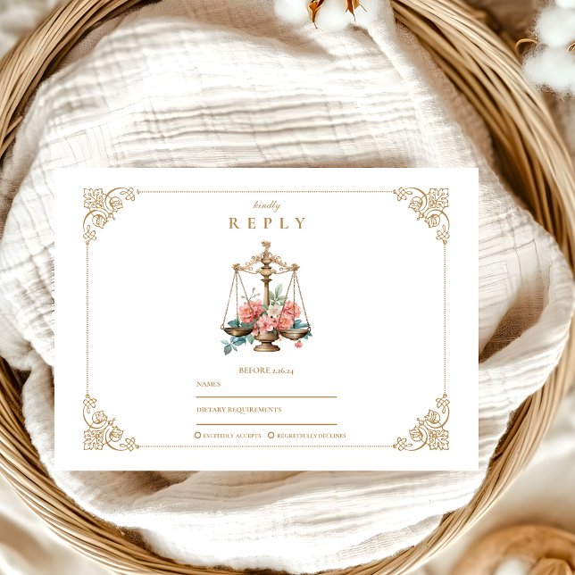 Cartons Réponse Diplôme de l'école de droit floral rose (Créateur téléchargé)