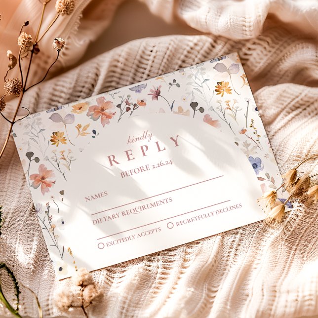 Cartons Réponse Diplômé Fleurs Roses Tendres (Créateur téléchargé)