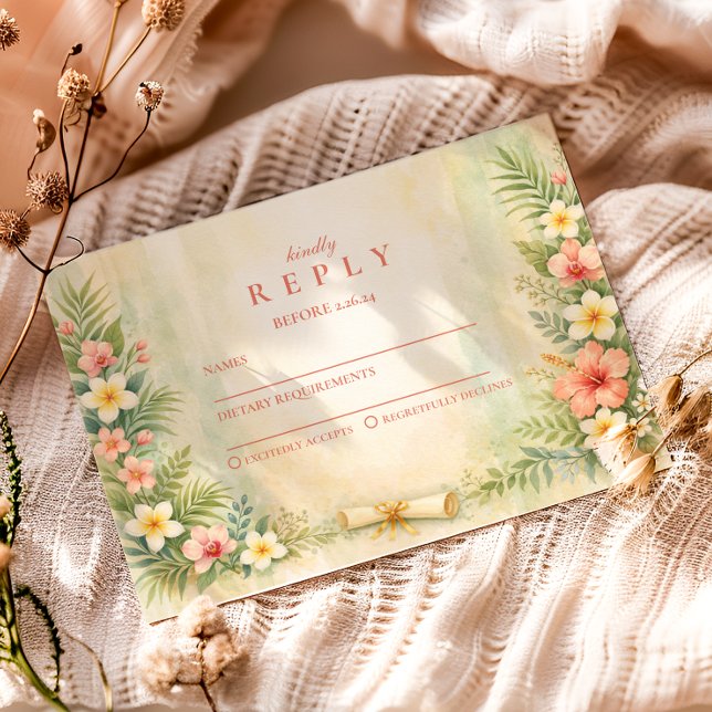 Cartons Réponse Diplôme Floral d'Hibiscus Tropical (Créateur téléchargé)