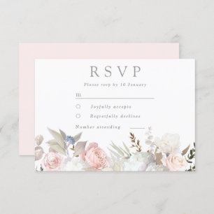 Cartons Réponse Divine Blush & Blanc Floral Mariage moderne