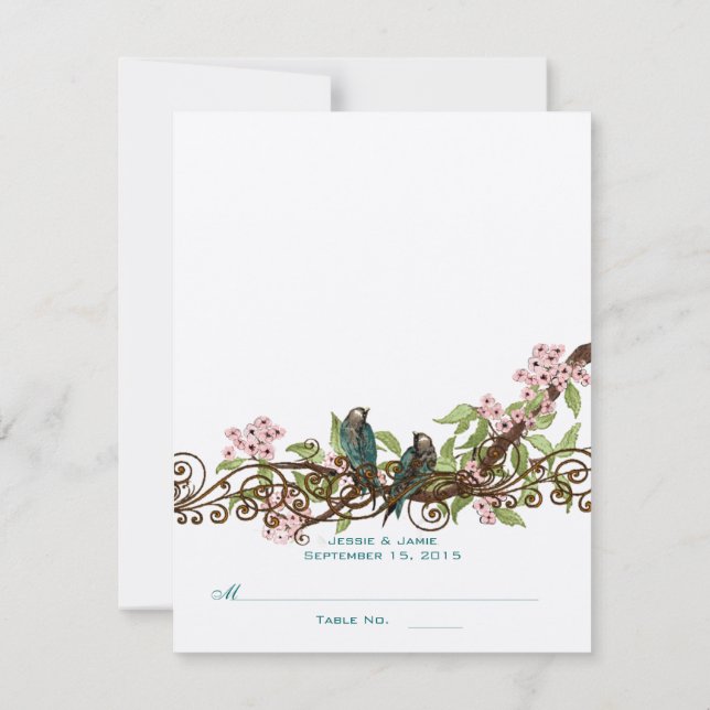 Cartons Réponse do-it-yourself vous marquez pli Rose Vintage Birds (Dos)