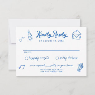 Cartons Réponse Doodles à main fantaisie Mariage de style français