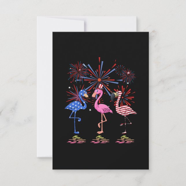 Cartons Réponse Drapeau Flamant rose américain pour le 4 juillet (Devant)