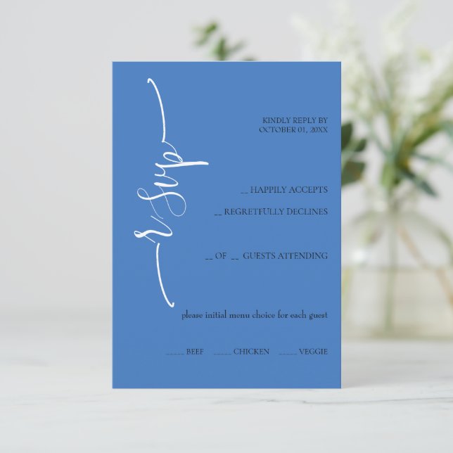 Cartons Réponse Dreamy Blue Calligraphy  (Debout devant)