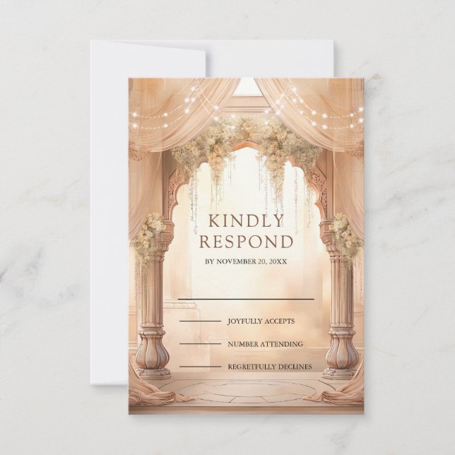 Cartons Réponse Dreamy Cream Floral Indian Mandap Hindu Wedding (Devant)