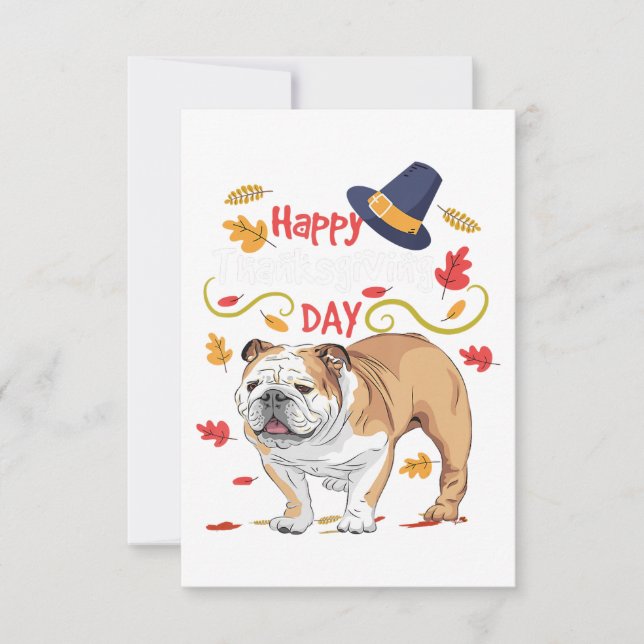 Cartons Réponse Drôle cadeau Thanksgiving pour Bulldog anglais (Devant)
