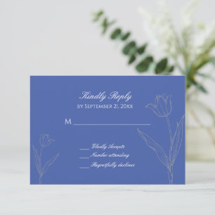 Cartons Réponse Dusty bleu et gris minimaliste Mariage Tulip