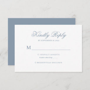 Cartons Réponse Dusty Blue Classic Calligraphie Script Mariage Rsv