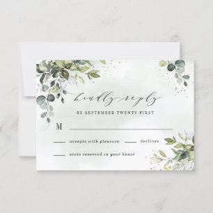 Cartons Réponse Dusty Blue Eucalyptus Greenery Mariage succulent