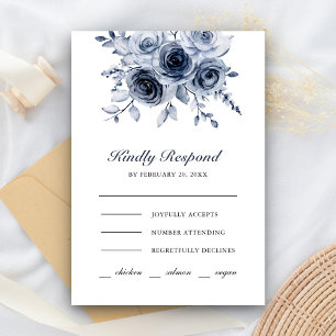 Cartons Réponse Dusty Blue Floral Mariage