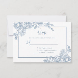 Cartons Réponse Dusty Blue Floral Mariage