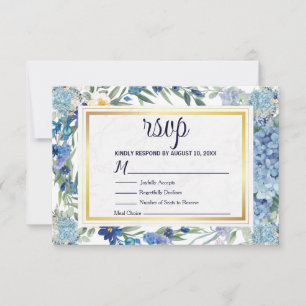 Cartons Réponse Dusty Blue Floral Wreath Mariage de verdure