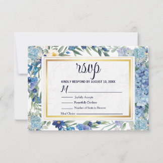 Cartons Réponse Dusty Blue Floral Wreath Mariage de verdure