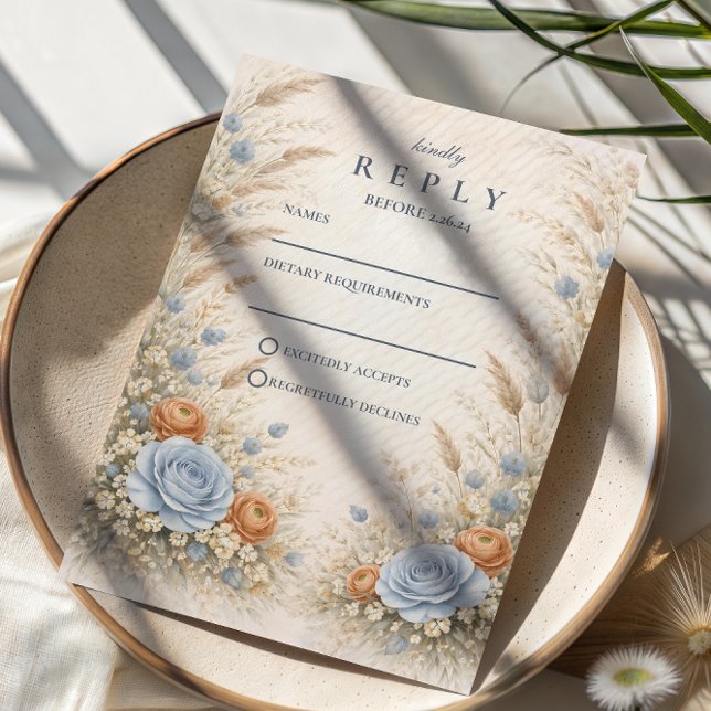 Cartons Réponse Dusty Blue Garden Wedding (Créateur téléchargé)