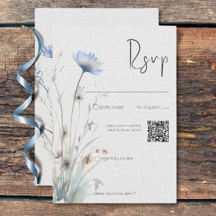 Cartons Réponse Dusty Blue Meadow Fleurs sauvages Moderne QR Code