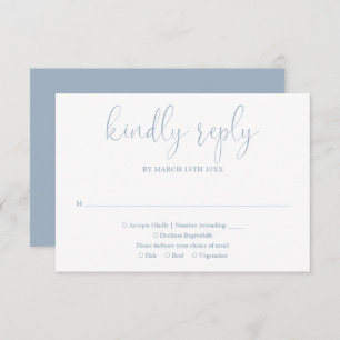 Cartons Réponse Dusty Blue Modern Chic élégant Mariage de script