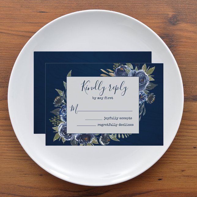 Cartons Réponse Dusty Blue Navy Champagne Mariage d'ivoire (Dusty Blue Navy Champagne Ivory Wedding Supplies)